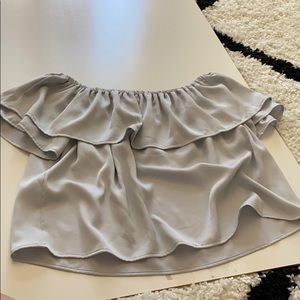 Silky light blue off the shoulder top